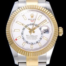 레플리카 [로렉스]남성용 스카이더웰러 오이스터퍼페츄얼 39미리 18K 옐루골드 투톤콤비 오토매틱 화이트다이얼 ROL32445  