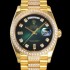 레플리카 [로렉스] 남성용 데이데이트 오토매틱 Cal.3235타입 36mm 금장시계 옐루골드 올금 다이아베젤부착 메탈줄 그린다이얼 rol75203  