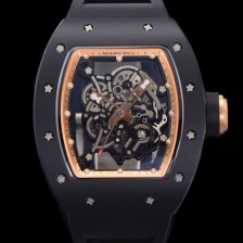 레플리카 [리차드밀레] 남성용 RM055 블랙 PVD코딩 케이스 스켈레톤 다이얼 블랙 러버 스트랩 기계식 수동형 무브먼트 RIC0424  