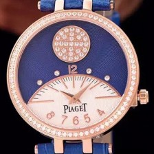 레플리카 [피아제] 여성용 워치 18k 로즈골드 블루&화이트 텍스쳐다이얼 최상급 쥬얼 다이아몬드 베젤 스위스 쿼츠 무브먼트 PIA4214  