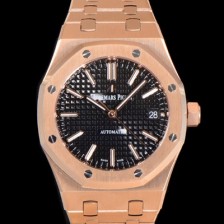 레플리카 [오데마피게] 남성용 하이엔드 37mm로얄오크 15450OR 블랙 와플 다이얼 18K 로즈골드 Cal.3120오토매틱 무브먼트 AUD6532  