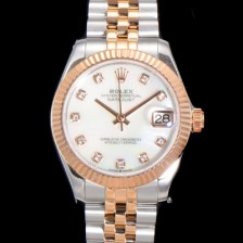 레플리카 [로렉스] 여성용 데이져스트 오이스터 31mm 레이디 오토매틱  18K 로즈골드 투톤콤비 5열 브레이슬릿 메탈줄 화이트 자게다이얼 rol32590  
