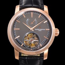 레플리카 [바쉐런콘스탄틴] 남성용 트레디셔널 투어빌론 자동형  18K 로즈골드 42mm 가죽줄 그레이다이얼 vac14085  