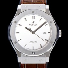 레플리카 [휴블렛] 남성용 클래식 퓨전 45미리 오토매틱 9015 타입 가죽/러버 믹스 화이트다이얼 HUB73531  