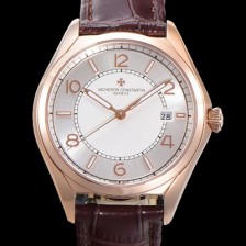 레플리카 [바쉐론 콘스탄틴] 남성용 피프티식스 Ref.4600E 오토매틱 1326 타입 40mm 가죽줄 18K 로즈골드 실버 다이얼  vac5122  