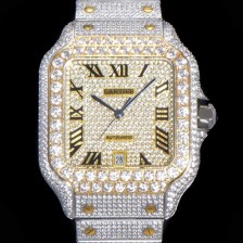 레플리카 [까르띠에] 남성용 산토스 쥬얼 다이아몬드 셋팅 베젤 40mm 큐빅/보석 다이얼 오토매틱 무브먼트 CAR40437  