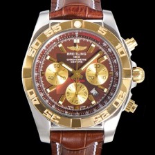 레플리카 [브라이틀링] 남성용 원드라이더 크로노맷 오토매틱 ETA-7750 기계식 44mm 18K 옐루골드 가죽줄 브라운다이얼 bre5391  