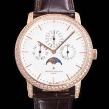 레플리카 [바쉐런콘스탄틴] 남성용 패트리모니 다이아셋팅 로즈골드 논페이즈 오토매틱 1120타입 41mm 가죽줄 화이트다이얼 vac8866  