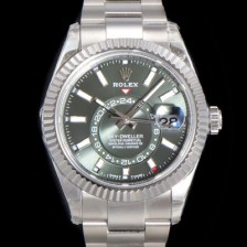 레플리카 [로렉스] 남성용 스카이-더웰러 오이스터 오토매틱 Cal.9002 타입 42mm 메탈줄 그린다이얼 rol5920  