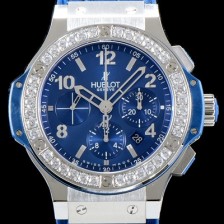 레플리카 [휴블렛] 남성용 신제품 빅뱅 341.SX.7170.LR.1204 스틸 블루 다이아몬드 에디션!! 41MM 크로노그래프 선레이 새틴-피니시 블루 다이얼 Caliber HUB 4100 타입 무브먼트 HUB0213  