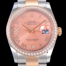레플리카 [로렉스]여성용 데이져스트 오토매틱 36미리 18K 로즈골드 보석/큐빅 핑크다이얼 3235무브 ROL41801  