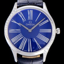 레플리카 [오메가]여성용 드빌 스틸 트레저 다이아몬드 36미리 쿼츠 블루다이얼 OMG86567  