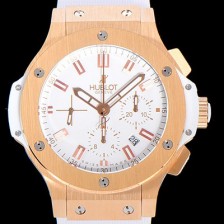 레플리카 [휴블렛]남성용 빅뱅 크로노그래프 44미리 18K로즈골드 다이아몬드우레탄 오토매틱 화이트다이얼 HUB60235  