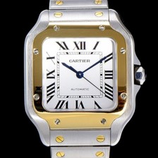 레플리카 [까르띠에] 남성용 산토스 더 까르띠에 W2SA0016 오토매틱 ETA2892-2 금장시계 18K옐루골드 35.1미리 화이트다이얼 CAR11463  