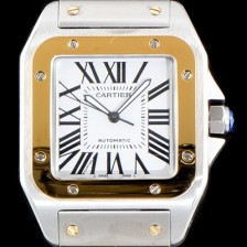 레플리카 [까르띠에] 남성용 산토스 시리즈 100 W200728G 베스트 에디션 18k 옐로골드 투톤콤비 화이트 다이얼 브레이슬릿 오토매틱 무브먼트 CAR0009  