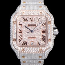 레플리카 [까르띠에] 남성용 산토스 쥬얼 다이아몬드 셋팅 베젤 40mm 큐빅/보석 다이얼 오토매틱 무브먼트 CAR45686  