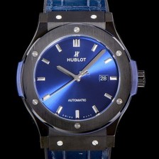 레플리카 [휴블렛] 남성용 클래식 퓨전 45미리 블랙 PVD코팅오토매틱 9015 타입 가죽/러버 믹스 그린다이얼 HUB73568  