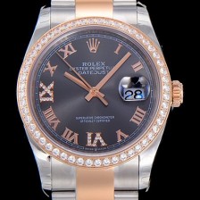 레플리카 [로렉스]남성용 데이져스트 오토매틱 36미리 18K 로즈골드 보석/큐빅 그레이다이얼 3235무브 ROL52200  