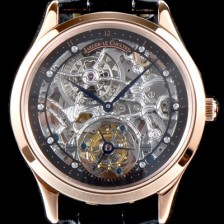 레플리카 [예거르쿨트르] 남성용 신형 마스터 그랜드 투어빌론 18K 로즈골드 케이스 쥬얼 다이아몬드 인덱스 블랙&실버 스켈레톤 다이얼 투어빌론 무브먼트 JAG0402  