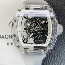 레플리카 [리차드밀레] 남성용 RM055 트랜스파랜트 50mm 미네랄 크리스탈 기계식 수동형 무브먼트 화이트 스켈레톤 다이얼 ric0325  