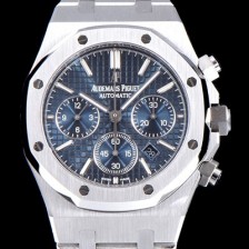 레플리카 [오데마피게] 남성용 NEW 로얄오크 26320ST.OO.1220ST.03 41mm 사이즈 드레스 워치!! 크로노그래프 블루 와플 다이얼 브레이슬릿 신형 ETA 7750B-2 오토매틱 무브먼트 AUD0140  