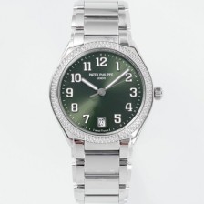 레플리카 [파텍필립] 여성용 트웬티-포 티파니 7300/1200A-011 다이아몬드 36mm 오토매틱 Cal.324 타입 올리브 그린 다이얼 pat2231  