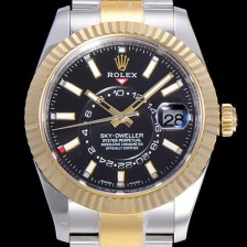 레플리카 [로렉스]남성용 스카이더웰러 오이스터퍼페츄얼 39미리 18K 옐루골드 투톤콤비 오토매틱 블랙다이얼 ROL40446  