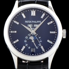 레플리카 [파텍필립] 남성용 신형!!컴플리케이션 5396R-014 에뉴얼 캘린더 데이-데이트 문페이즈 바게트 컷 다이아몬드 인덱스 네이비 다이얼 Cal.324 S C 오토매틱 무브먼트 PAT0101  