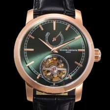 레플리카 [바쉐런콘스탄틴] 남성용 트레디셔널 투어빌론  자동형  18K 로즈골드 42mm 가죽줄 그린다이얼 vac23685  