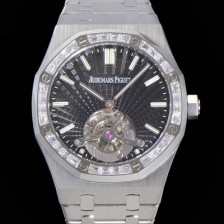 레플리카 [오데마피게] 남성용 로얄오크 Calibre 2924 투어빌론/수동기계식 41미리 금장 18K로즈골드 블랙다이얼 AUD75252  