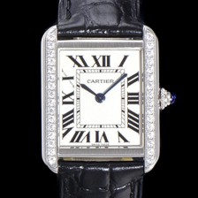 레플리카 [까르띠에] 여성용 탱크 WJTA0011 로마 인덱스 31mm 화이트 다이얼 커플용 악어가죽 쿼츠 무브먼트 CAR0500  