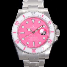 레플리카 [로렉스] 남성용 신형 케이스 업그레이드 러스털러스 스틸 재질 ! 서브마리너 오토매틱 Cal.3135 40mm  세라믹베젤 메탈줄 핑크다이얼 rol49209  