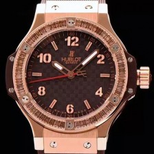 레플리카 [휴블렛] 여성용 빅뱅 에볼루션 쿼츠 다이아몬드 버젼 브라운다이얼 HUB0415  