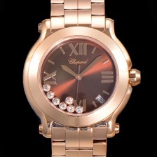 레플리카 [쇼파드] 여성용 해피 스포츠 다이아몬드 36mm 스위스 955.112 쿼츠 18K 로즈골드 브라운다이얼 cho1259  