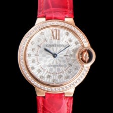 레플리카 [까르띠에] 여성용 신상 발롱블루 WJBB0080 악어가죽 밴드 화이트 다이얼 33mm 오토매틱 무브먼트 CAR0146  