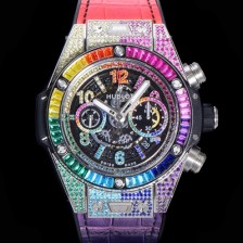 레플리카 [휴블렛] 남성용 빅뱅 유니코 45mm 오토매틱 HUB1280 타입 다이아몬드 풀케이스 러버줄 스켈래톤 다이얼  hub5125  