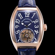 레플리카 [프랭크뮬러] 남성용 그랜드 컴플리케이션 뚜르비용 18K 로즈골드 가죽줄 블루다이얼 FRA70337  