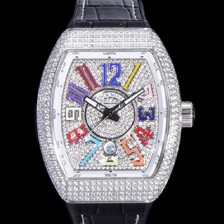 레플리카 [프랭크뮬러] 남성용 뱅가드 오토매틱 ETA2824-2 타입 45mm 보석큐빅 가죽줄 보석다이얼 fra10487  