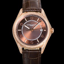 레플리카 [바쉐론 콘스탄틴] 남성용 피프티식스 Ref.4600E 오토매틱 1326 타입 18K 로즈골드 40mm 보석/큐빅 가죽줄 브라운 다이얼 vac1151  