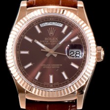 레플리카 [로렉스] 남성용 추가업데이트 데이데이트 18K 로즈골드 케이스 36MM 브라운 썬더스트 다이얼 UP!! 크로노미터 플루티드 베젤 오토매틱 무브먼트 ROL0530  