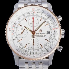 레플리카 [브라이틀링] 남성용 네비타이머 크로노그래프 오토매틱 A7750-2 41미리 메탈시계 투톤콤비 18K로즈골드 화이트다이얼 BRE75613  