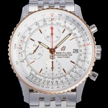 레플리카 [브라이틀링] 남성용 네비타이머 크로노그래프 오토매틱 A7750-2 41미리 메탈시계 투톤콤비 18K로즈골드 화이트다이얼 BRE75613  