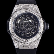 레플리카 [휴블렛] 남성용 빅뱅 쌍 블루 티타늄 오토매틱 HUB1213타입 45미리 다이아몬드/보석 케이스 가죽/우레탄 믹스밴드 블랙다이얼 hub60853  
