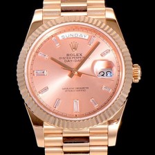 레플리카 [로렉스] 남성용 데이데이트 오토매틱 로즈골드 올금 금장시계 이티애이 2836-2 40미리 핑크다이얼 3열 브레이슬릿 ROL79533  
