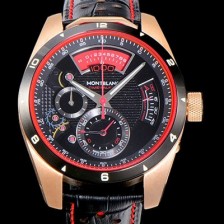 레플리카 [몽블랑] 남성용 타임워커 쿼츠 VK타입 46.4미리 금장 로즈골드 가죽줄 래더스트랩 블랙다이얼 MON71156  