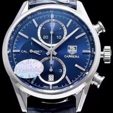 레플리카 [태그호이어] 남성용 까레라 칼리버 1887 크로노그래프 블루 다이얼 7750 오토매틱 TAG0202  