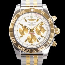 레플리카 [브라이틀링] 남성용 크로노맷 오토매틱 크로노그래프 ETA7750-2타입 44mm 옐루골드 매탈줄 화이트다이얼 bre9951  