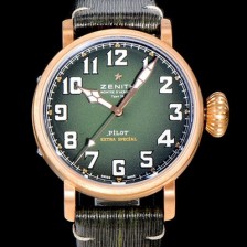 레플리카 [제니스] 남성용 파일럿 타입 20 애드벤쳐 브론져제질 오토매틱 9015무브 45미리 가죽시계 그린다이얼 ZEN77591  