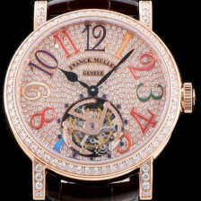 레플리카 [프랭크 뮬러] 남성용 Men's 컴플리케이션 7008 T D 뚜르비용 18K 로즈골드 브릴리언트 컷 다이아몬드 풀 셋팅 골드 다이얼 아시안 투어빌론 탑재 FRA0203  