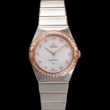 레플리카 [오메가] 여성용 컨스틀레이션 131.25.28.60.55.003 로즈골드 다이아몬드 세팅 베젤 28mm 쿼츠 무브먼트 화이트 다이얼 omg0151  